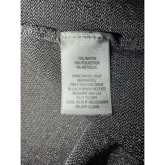 White House Black Market Silver Metallic Knit Dress 3/4 Sleeve Large - Picture 5 of 6